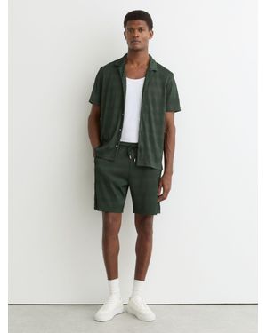 Reiss Textured-Wave Drawstring Shorts - Green