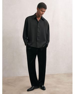 Reiss Satin Long-Sleeve Shirt - Black