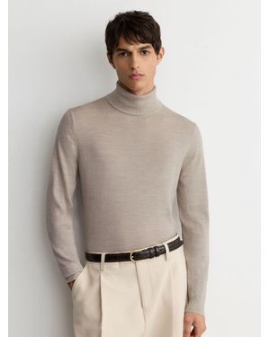 Reiss Merino Wool Roll-Neck Jumper - Grey