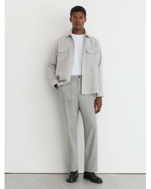 Reiss Chain - Soft Grey Wool-blend Relaxed-fit Trousers, 38