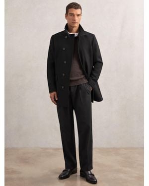 Reiss Wool-Blend Stand-Collar Coat - Black