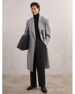 Reiss Double-Breasted Relaxed-Fit Overcoat - Grey