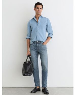 Reiss Picton - Washed Indigo Green Cast Cotton-blend Slim-fit Jeans, 29w X 31l (uk 29 R) - Blue