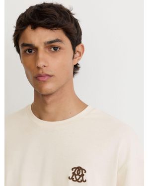 Reiss Monogram Motif Cotton Relaxed-Fit T-Shirt - Brown
