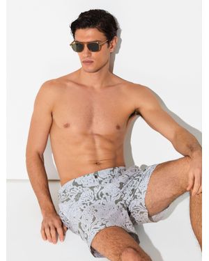 Reiss Fallow - Sage Green Paisley-print Side-adjuster Swim Shorts, Xxl - White