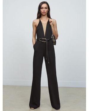 Reiss Chain-Detail Flared-Leg Jumpsuit - Blue