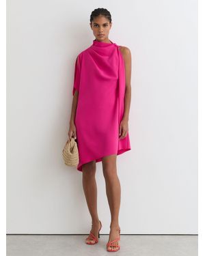 Reiss Ellery - Pink One-shoulder Draped Mini Dress, Us 2