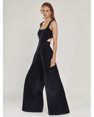 Reiss Wide-Leg Cut-Out Denim Jumpsuit - Blue