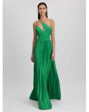 AMUR One Shoulder Satin Maxi Dress - Green