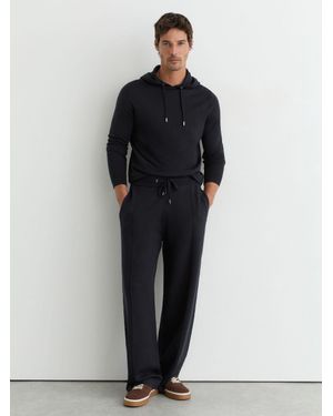 Reiss Wirral - Navy Merino Wool-blend Relaxed-fit Joggers, S - Black