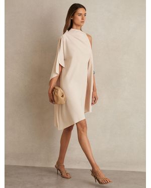 Reiss Ellery - Ivory One Shoulder Draped Mini Dress, Us 2 in