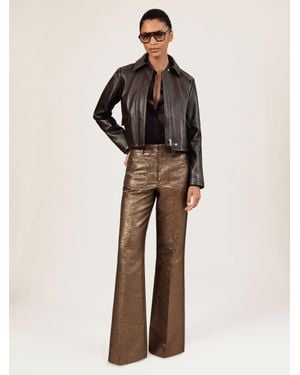 Reiss Sienna Flare Sparkle Patch-Pocket Flared Trousers - Natural