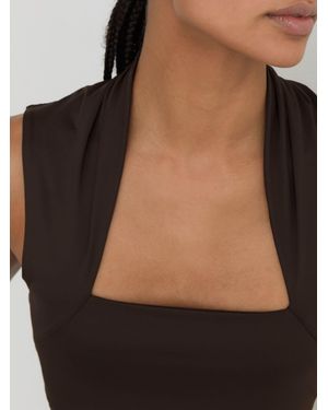 Reiss Square-Neck Ruched Sleeveless Top - Black
