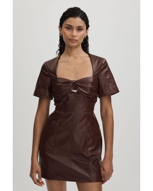 AMUR Faux Leather Dress, Chocolate - Brown