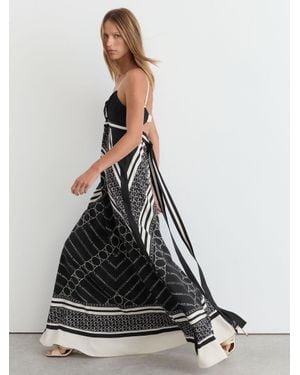 Reiss Scarf-Print Tie-Back Maxi Dress - White