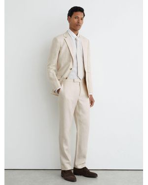 Reiss Atlantic Classic-Fit Linen-Twill Suit Trousers - White