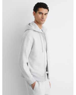 Reiss Cotton-Blend Heavyweight Zip Hoodie - White