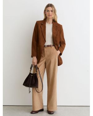 Reiss Stanton - Camel Cotton Corduroy Wide-leg Trousers, Us 10 L - Natural