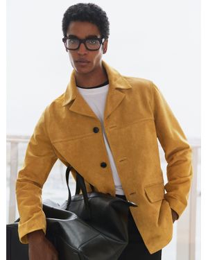 Reiss Silvano - Mustard Yellow Suede Heavyweight Overshirt, M - Multicolour