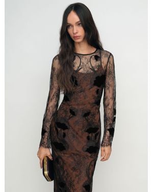 Reiss Lace Overlay Midi Dress - Black