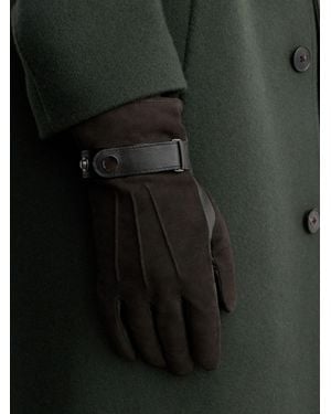 Reiss Grady - Charcoal Suede And Leather Driving Gloves, S - Black