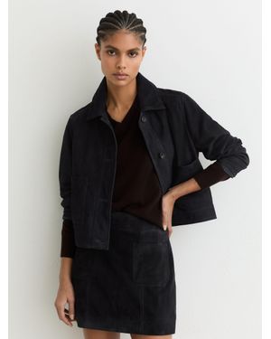 Reiss Suede Patch-Pocket Mini Skirt - Black