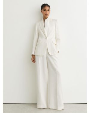 Reiss Linen-Blend Single-Breasted Suit Jacket - White