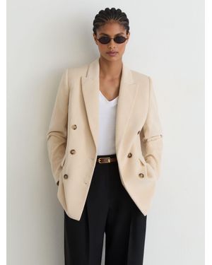 Reiss Petite Cotton Corduroy Double-Breasted Blazer - Natural