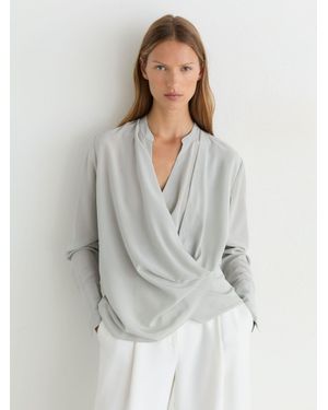 Reiss Matte Silk Draped Shirt - White