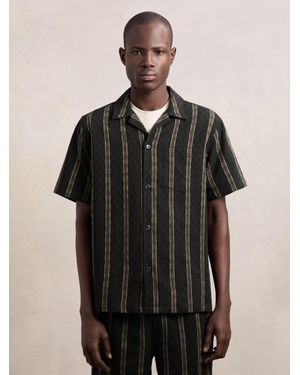 Les Deux Deux Cotton Textured Stripe Shirt - Black