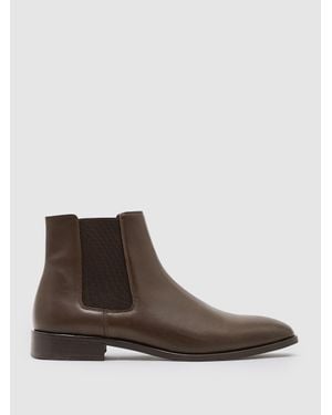 Reiss Leather Chelsea Boots - Brown