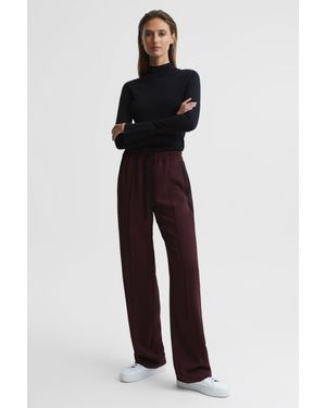 Reiss Frazer - Burgundy Wide Leg Side Stripe Trousers, Us 2 L - Blue