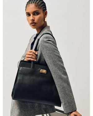 Reiss Delphine Tote Bag Leather Logo Engraved - Blue