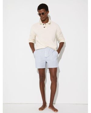 Reiss Bay - Soft Blue/white Seersucker Stripe Swim Shorts, M