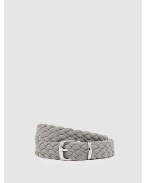 Reiss Jesse - Soft Grey Woven Belt, 28 - White
