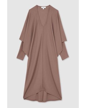 Reiss Gracie - Mink Draped Jersey Midi Dress, S - Multicolour