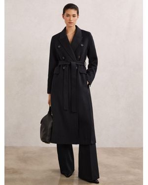 Reiss Brogan - Navy Double-breasted Blindseam Coat Wool-blend, Us 0 - Blue