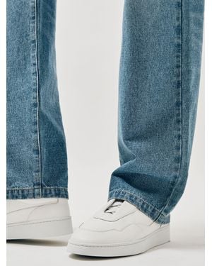 Reiss Leather Elasticated-Lace Trainers - Natural