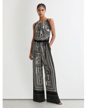 Reiss Scarf-Print Wide-Leg Jumpsuit - White