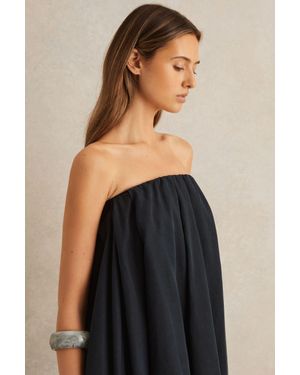 Reiss Tencel Strapless Dip-Hem Mini Dress - Black