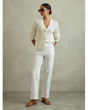 Reiss Selin - White Petite Mid Rise Straight Leg Jeans, Us 26 - Green