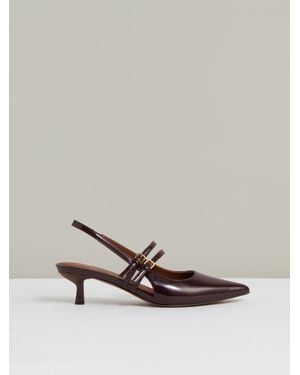 Reiss Leather Slingback Buckle Court Shoes - Multicolour