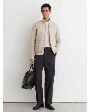 Reiss Hybrid Quilt And Interlock Zip Jacket - White