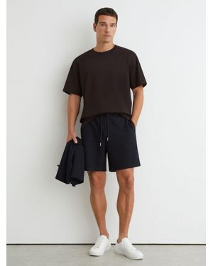 Reiss Textured Piped Drawstring Shorts - Black
