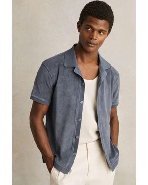 Reiss Cotton Blend Towelling Shirt - Blue