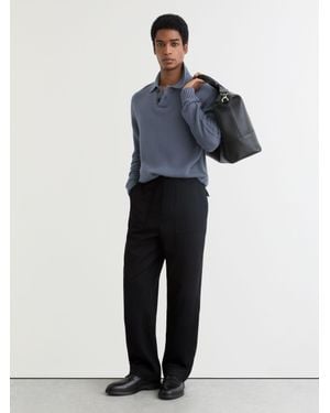 Reiss Wool-Blend Half-Button Polo Jumper - Blue