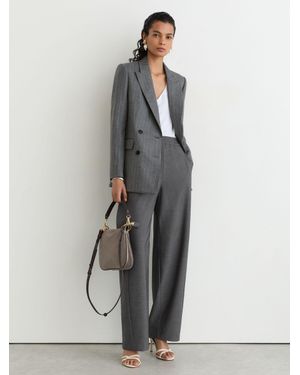 Reiss Elasticated-Waist Barrel-Leg Trousers - Grey