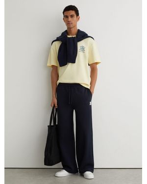 Reiss Mellor - Navy Monogram-embroidered Relaxed Joggers, M - White