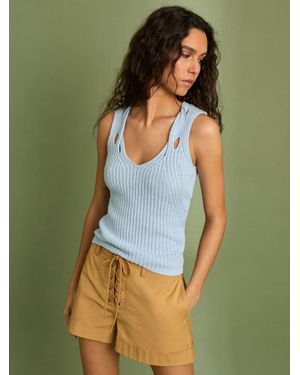 Reiss Clement - Tan Cotton Lace-up Shorts, Us 4 - Green