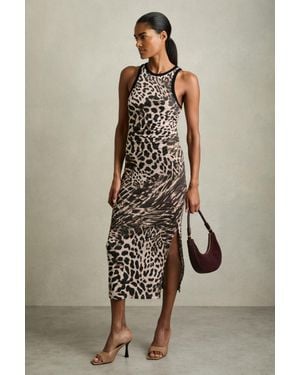 Reiss Lily Bodycon Dress Leopard Print - Natural
